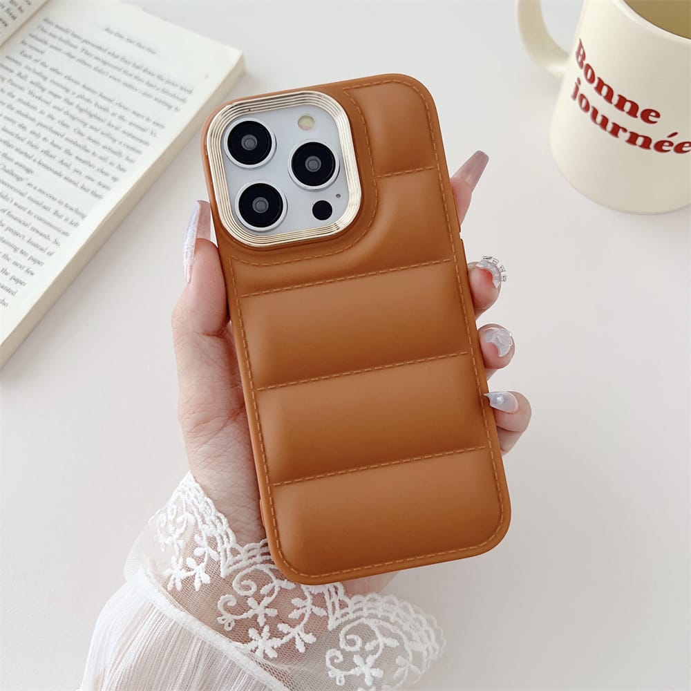 PUFFER GOLD LEATHER IPHONE CASE